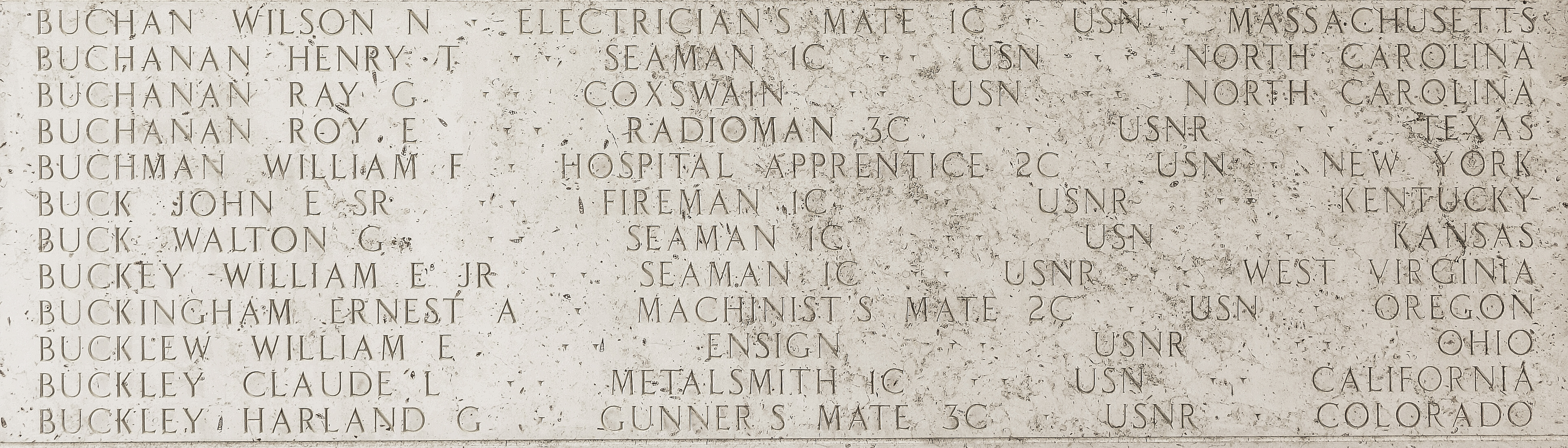 Ernest A. Buckingham, Machinist's Mate Second Class